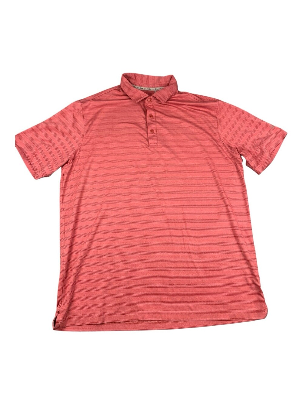 Walter Hagen 11 Majors Golf Polo Shirt, Salmon Red Striped, Men’s Size Large